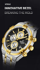 Relógio Naviforce modelo superior luxo pulseira de aço inoxidável e quartzo