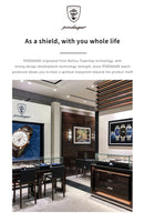 Relógio POEDAGAR Masculino Quadrado de Luxo pulseira de couro