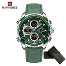 Relógios NAVIFORCE  Pulseira de Couro Verde À Prova D 'Água função Data do dia Display