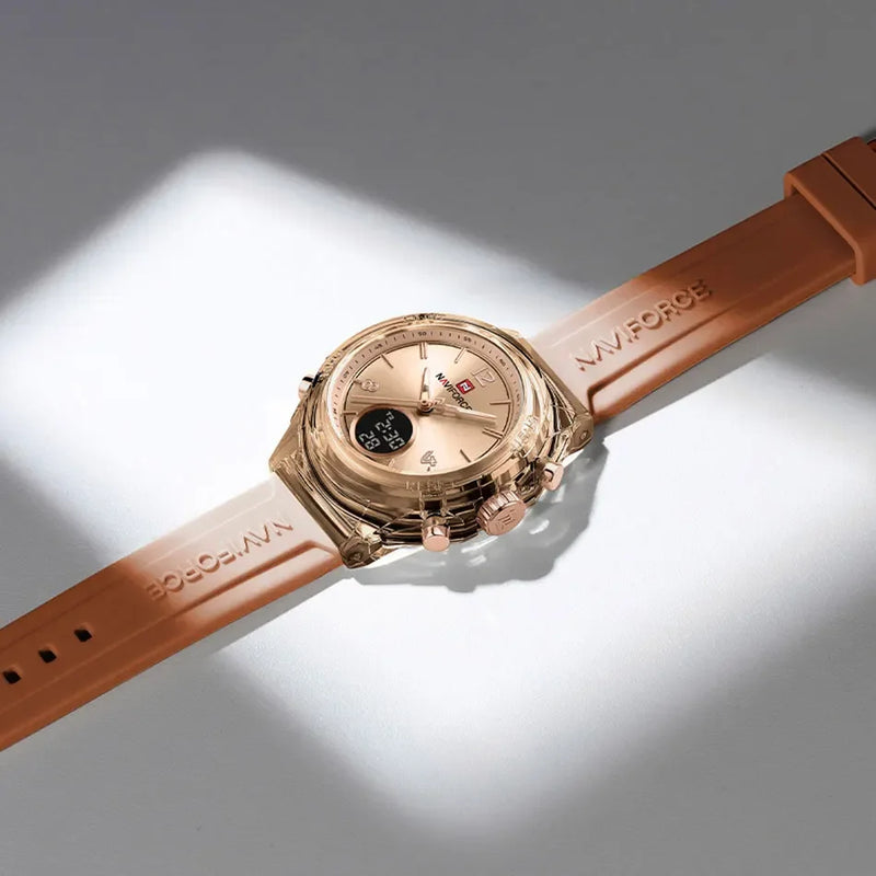 Relógio NAVIFORCE Led de Quartzo À Prova D 'Água pulseira de Silicone