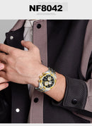 Relógio Naviforce modelo superior luxo pulseira de aço inoxidável e quartzo