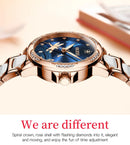 Relógio Olevs  automático de luxo, pulseira de cerâmica, à prova d'água, luminoso, design de libélula, feminino