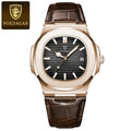 Relógio POEDAGAR Masculino Quadrado de Luxo pulseira de couro