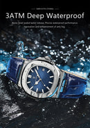 Relógio POEDAGAR Masculino Quadrado de Luxo pulseira de couro