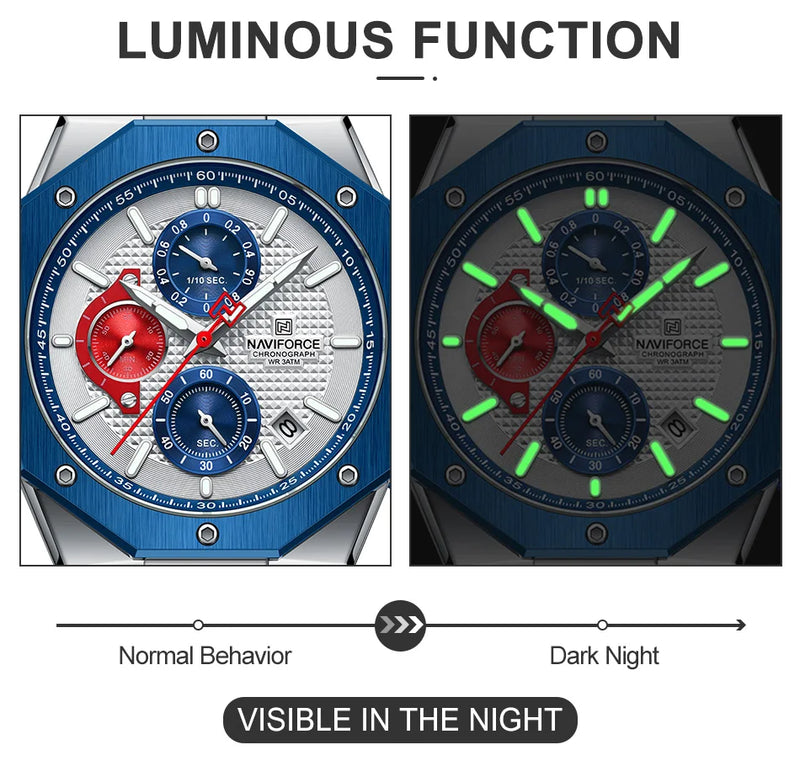 Relógios NAVIFORCE de luxo com pulseira de couro