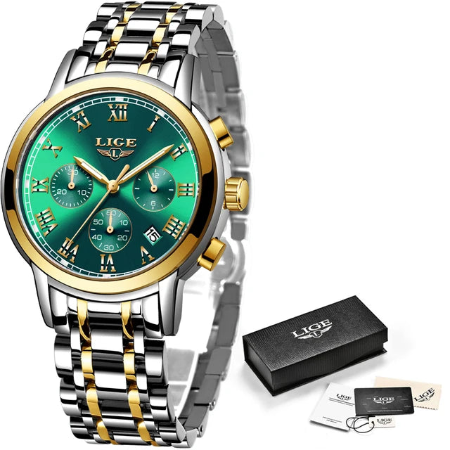 Relógio Lige Feminino pulseira de aço à prova d água