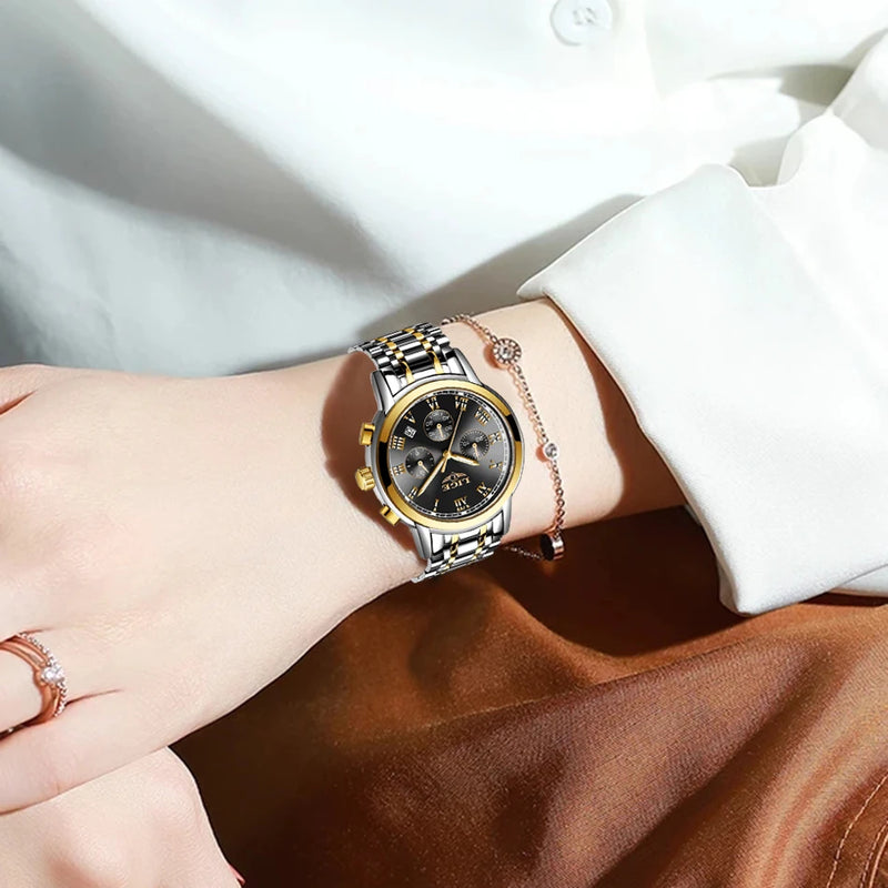 Relógio Lige Feminino pulseira de aço à prova d água