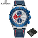 Relógios NAVIFORCE de luxo com pulseira de couro