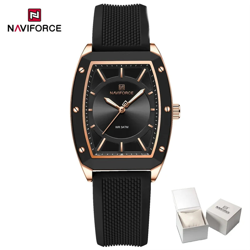 Naviforce relógio de quartzo  modelo de luxo digital feminino pulseira de silicone