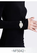 Relógio feminino NAVIFORCE luxo  de quartzo à prova d'água com pulseira de aço inoxidável