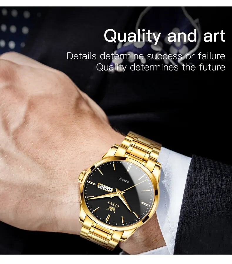 Relógio OLEVS Classic Gold  Luxo de Alta Qualidade  À Prova D'Água em Aço Inoxidável de Quartzo