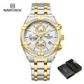 Relógio Naviforce modelo superior luxo pulseira de aço inoxidável e quartzo