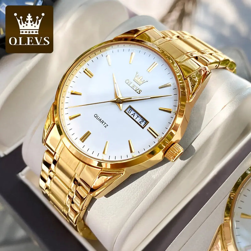 Relógio OLEVS Classic Gold  Luxo de Alta Qualidade  À Prova D'Água em Aço Inoxidável de Quartzo