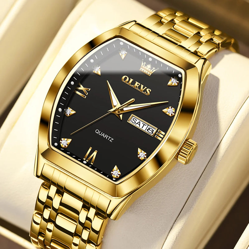 Relógios  OLEVS Masculinos Luxo Tonneau Original de Quartzo