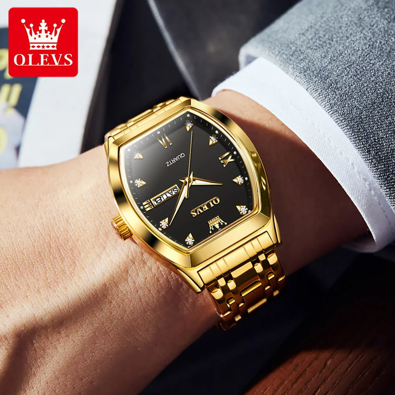 Relógios  OLEVS Masculinos Luxo Tonneau Original de Quartzo