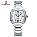 Relógio feminino NAVIFORCE luxo  de quartzo à prova d'água com pulseira de aço inoxidável