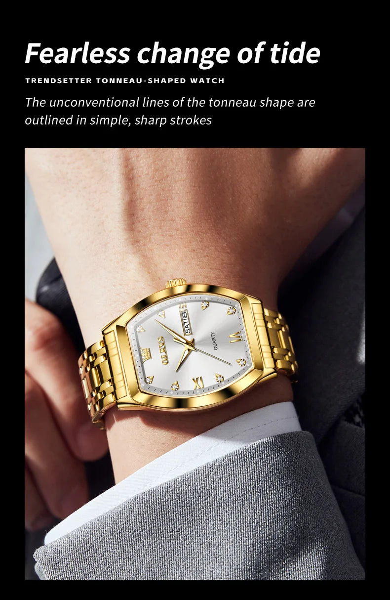 Relógios  OLEVS Masculinos Luxo Tonneau Original de Quartzo