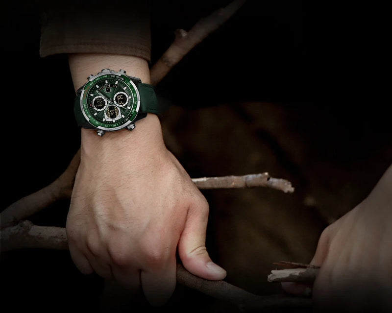 Relógios NAVIFORCE  Pulseira de Couro Verde À Prova D 'Água função Data do dia Display