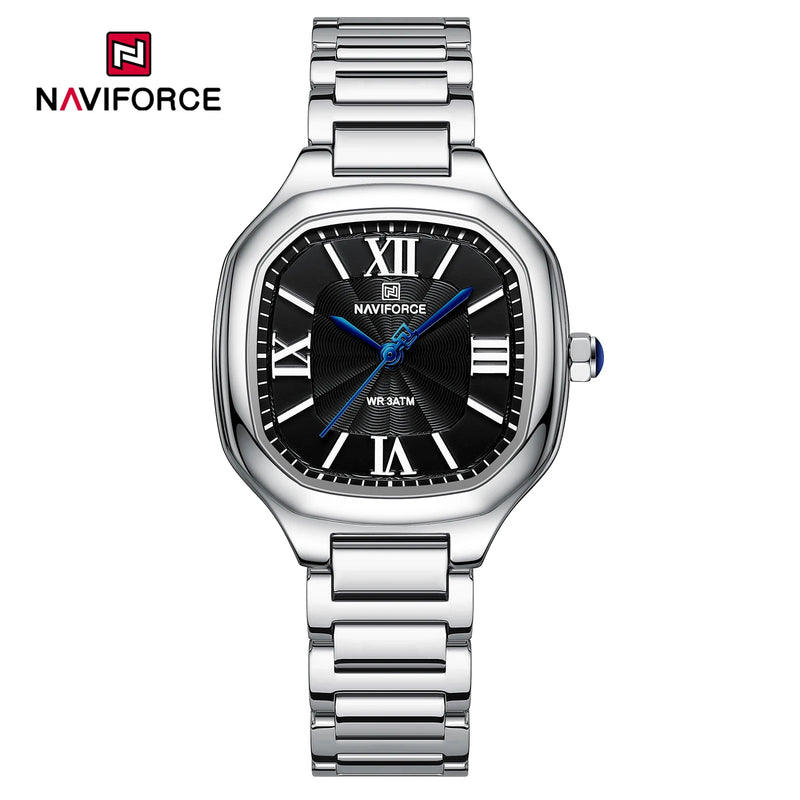 Relógio feminino NAVIFORCE luxo  de quartzo à prova d'água com pulseira de aço inoxidável