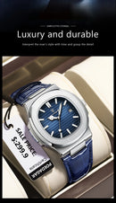 Relógio POEDAGAR Masculino Quadrado de Luxo pulseira de couro