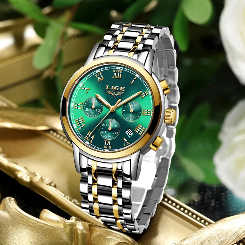 Relógio Lige Feminino pulseira de aço à prova d água