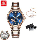 Relógio Olevs  automático de luxo, pulseira de cerâmica, à prova d'água, luminoso, design de libélula, feminino