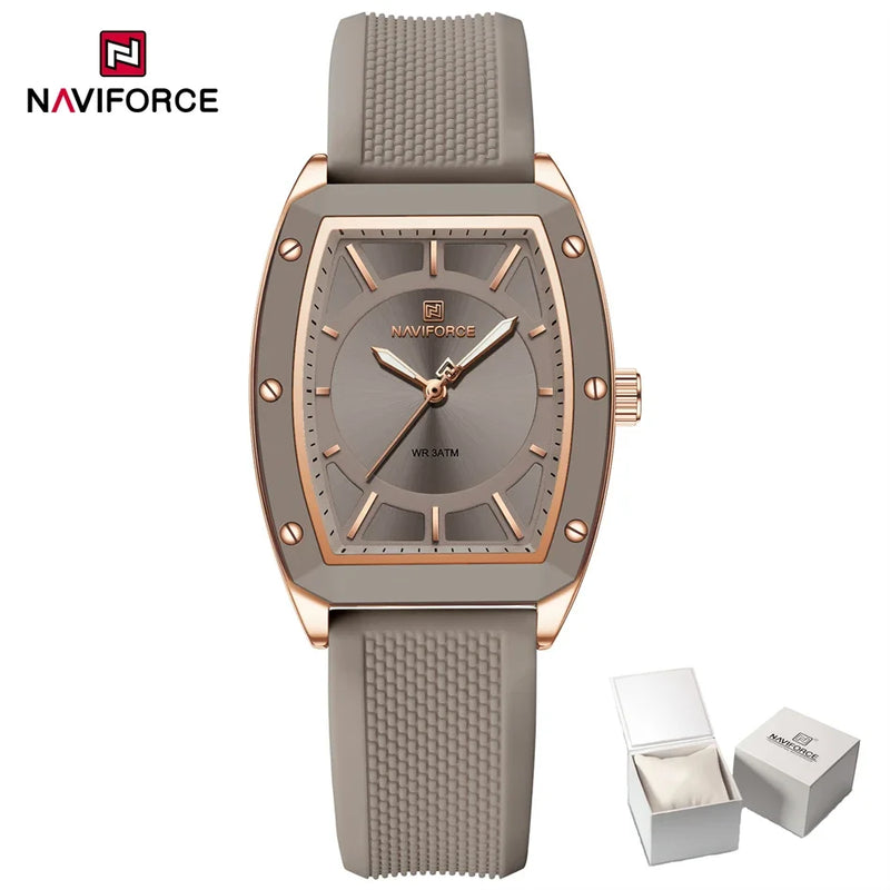 Naviforce relógio de quartzo  modelo de luxo digital feminino pulseira de silicone