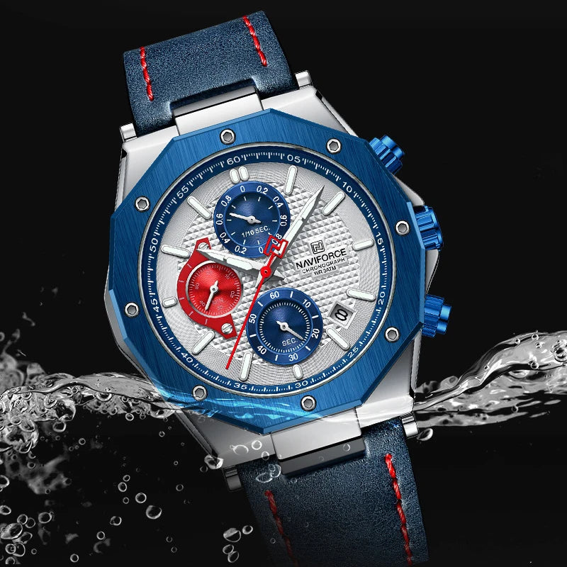 Relógios NAVIFORCE de luxo com pulseira de couro
