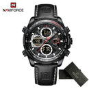 Relógios NAVIFORCE  Pulseira de Couro Verde À Prova D 'Água função Data do dia Display