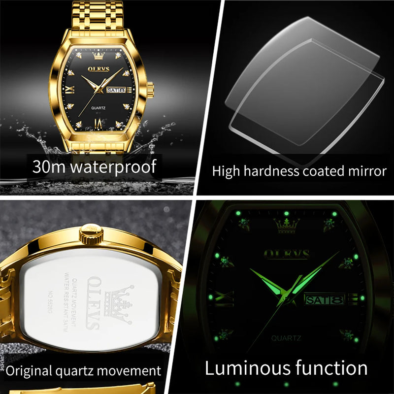 Relógios  OLEVS Masculinos Luxo Tonneau Original de Quartzo