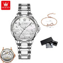 Relógio Olevs  automático de luxo, pulseira de cerâmica, à prova d'água, luminoso, design de libélula, feminino