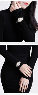 Relógio feminino NAVIFORCE luxo  de quartzo à prova d'água com pulseira de aço inoxidável