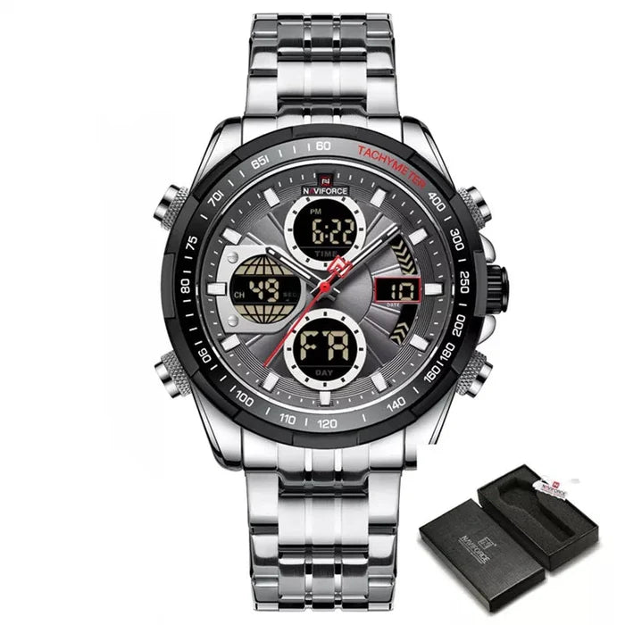 Relógio Naviforce analógico digital  pulseira de aço inoxidável