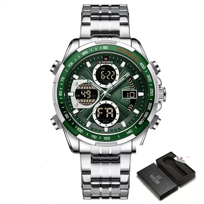 Relógio Naviforce analógico digital  pulseira de aço inoxidável