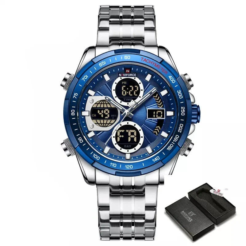 Relógio Naviforce analógico digital  pulseira de aço inoxidável