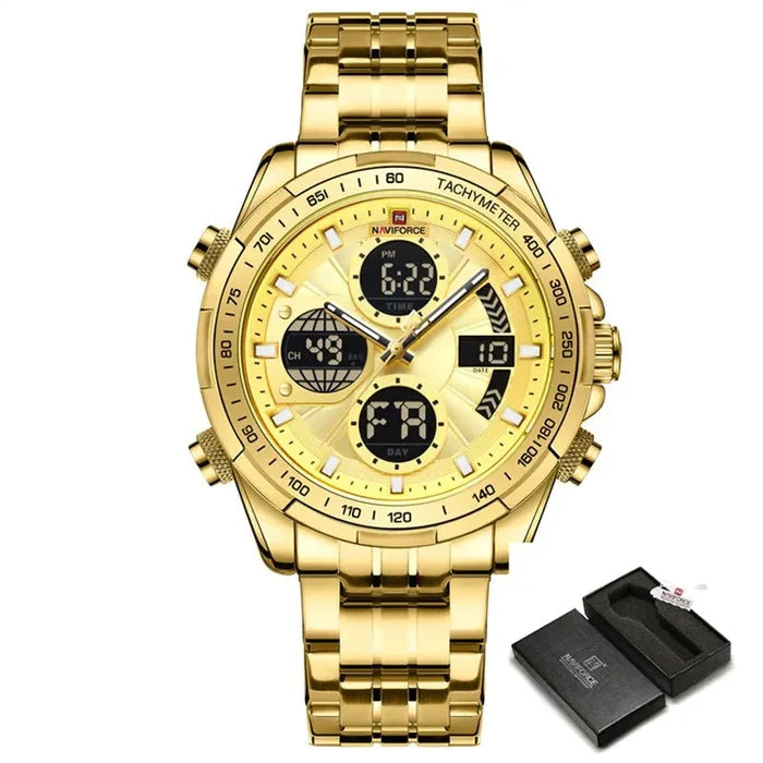 Relógio Naviforce analógico digital  pulseira de aço inoxidável